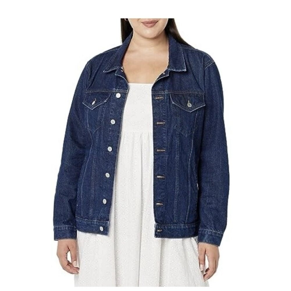 The Drop Women's Zain Dark Wash Indigo Denim Jean Jacket Medium NWT - Picture 2 of 7